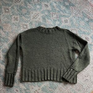 J. Crew Mock Neck Olive Green Loose Knit Sweater